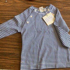 NWT OliveJuice blouse, buttoned blueberry stripe